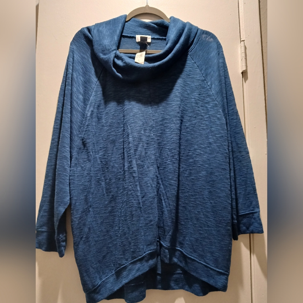 NEW Old Navy Blue - Cowl Neck - Textured- Oversize- Knit Top,  sz XL